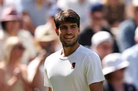 Carlos Alcaraz is hoping to win his third successive Wimbedon today.