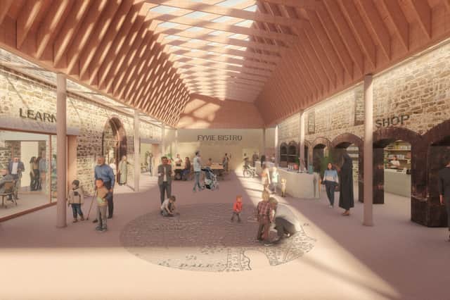 An architect's impression of the new visitor centre, which will be created in the Old Farm complex of buildings, which are currently at risk. PIC: Page Park/NTS.
