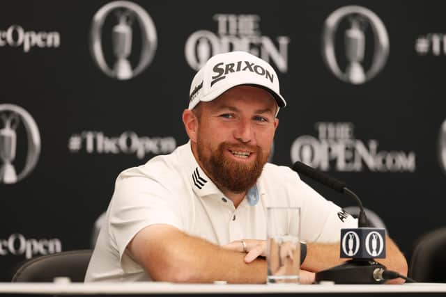 Shane Lowry speaks to the media during a press conference prior to The 153rd Open Championship at Royal Portrush