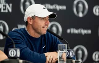 Rory McIlroy speaks to the media at Royal Portrush on Monday