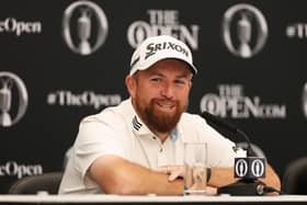 Shane Lowry speaks to the media during a press conference prior to The 153rd Open Championship at Royal Portrush 