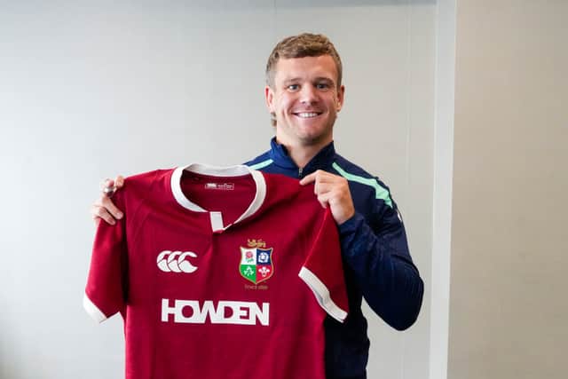 Darcy Graham with the Lions jersey after being called up by Andy Farrell.