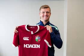 Darcy Graham with the Lions jersey after he was called up by Andy Farrell.