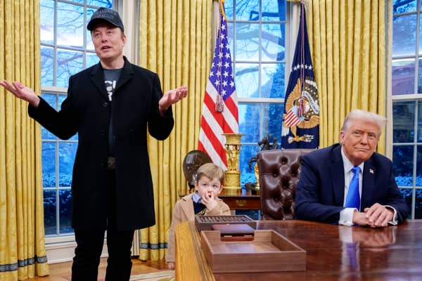 Donald Trump, Elon Musk and his son X Musk in the White House in February before the two men fell out (Picture: Andrew Harnik)