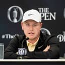 Bob Macintyre speaks to the media during a press conference prior to The 153rd Open Championship at Royal Portrush 