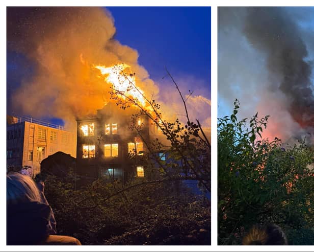 Fire crews were battling a blaze in a number of buildings in the centre of Kilmarnock.