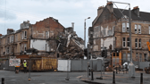 Roads were cordoned off and homes were evacuated after the derelict building collapsed.