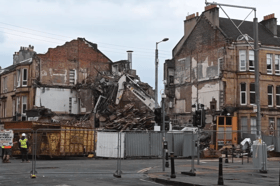 Roads were cordoned off and homes were evacuated after the derelict building collapsed.