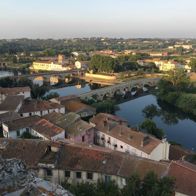 Views over the River Orb from Hôtel La Prison, Béziers.