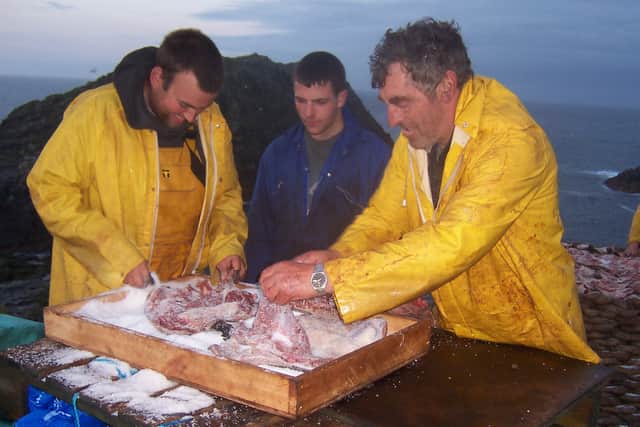 Salting of the birds after they have been prepped following the hunt