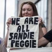 People show their support for nurse Sandie Peggie as her employment tribunal case against NHS Fife and Dr Beth Upton continues (Picture: Lisa Ferguson)