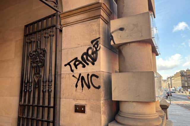 There was also graffiti on the French consulate building