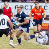 Scotland's Kyle Steyn on the attack in the tour match against Fiji in Suva. The winger will start against Samoa.