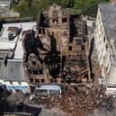 The aftermath of the fire that destroyed several Kilmarnock businesses.