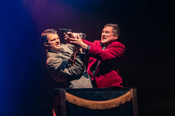 Alexander Service and Chris Coxon in The 39 Steps