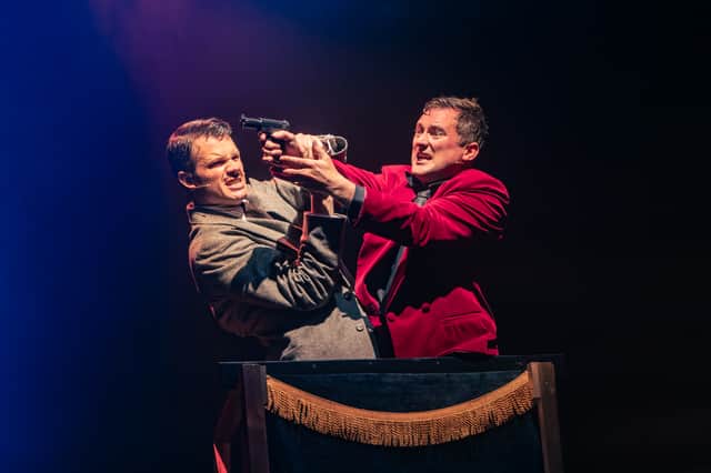 Alexander Service and Chris Coxon in The 39 Steps