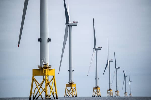Giant turbines in the Seagreen windfarm off the coast of Montrose (Picture: Andy Buchanan)