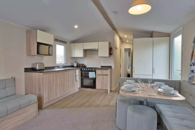 The caravans are fitted out with everything you'll need for your holiday