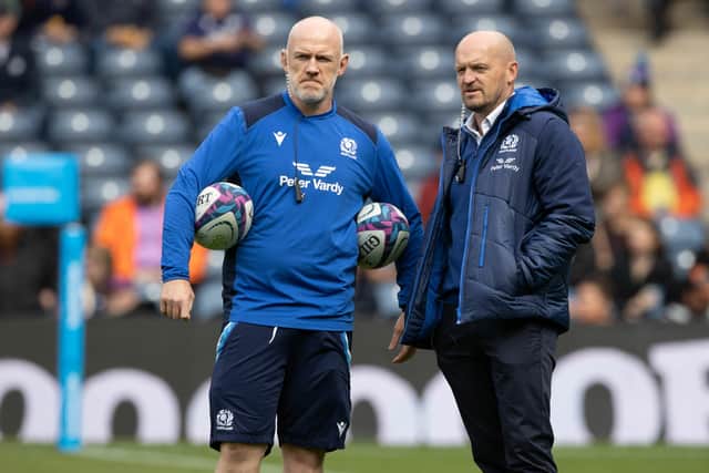Steve Tandy, left, pictured with Scotland boss Gregor Townsend, is leaving Murrayfield to become head coach of Wales.