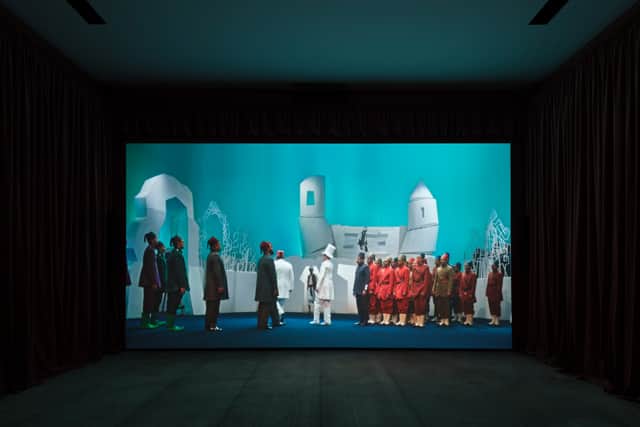 A still from Drama 1882 by Wael Shawky