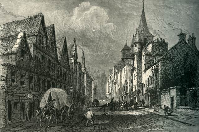 The Canongate Tolbooth, Edinburgh, circa 1870. Image from Picturesque Europe - The British Isles, Vol. I, published circa 1870