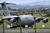 An American C-17 at Prestwick Airport as preparations take place for President Donald Trump's upcoming Scotland visit 