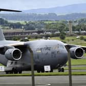 An American C-17 at Prestwick Airport as preparations take place for President Donald Trump's upcoming Scotland visit 