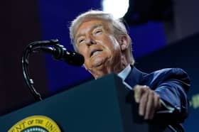 President Donald Trump speaks during an AI summit in Washington on Wednesday