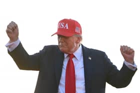 Donald Trump dances on stage at the Iowa State Fairgrounds in Des Moines earlier this month (Picture:  Andrew Caballero-Reynolds)