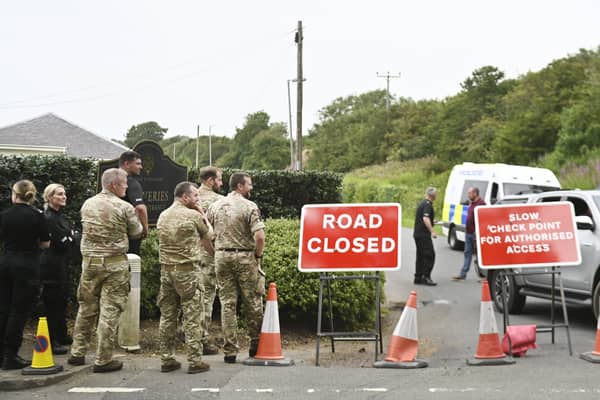 Police and army at Turnberry as preparations get underway for the visit of president Donald Trump.