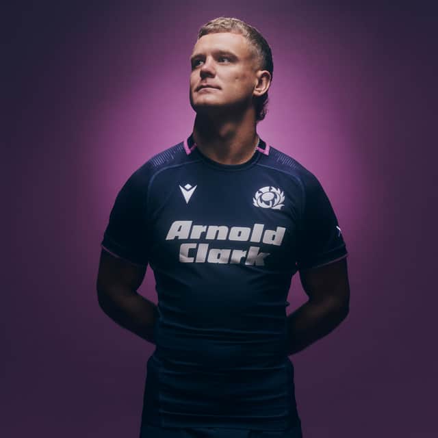 Darcy Graham models the new Scotland home strip.