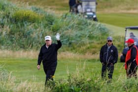US President Donald Trump at his Trump Turnberry golf course in South Ayrshire, as he begins his five-day private trip to Scotland