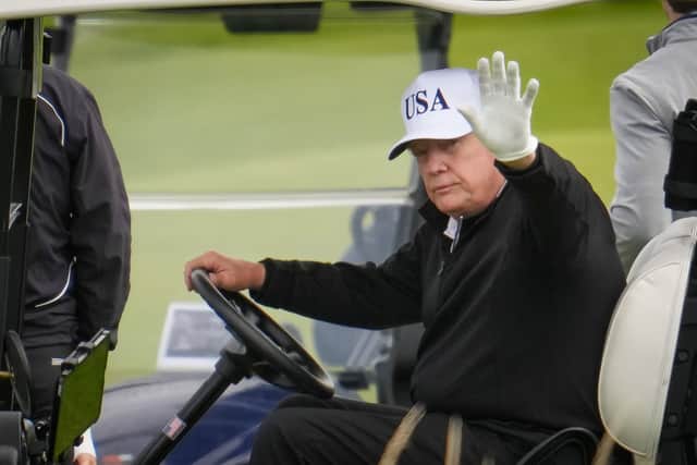 Donald Trump playing golf at Turnberry 