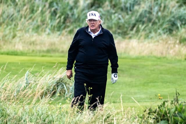 US President Donald Trump as he plays golf at the Trump Turnberry Golf Course. Picture: John Devlin/The Scotsman