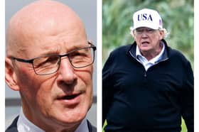John Swinney (left) will attend a dinner with Donald Trump on Monday night.