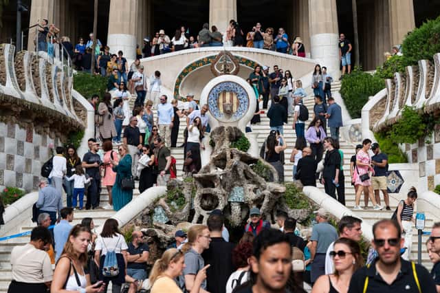 Tourists visit Park Guell in Barcelona on October 11, 2024. Credit: Getty