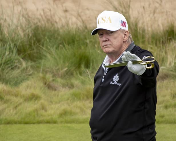 Donald Trump pictured in 2025 at his Aberdeenshire course. 