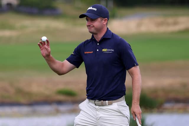 David Law acknowledges the fans after clinching his win in the D+D REAL Czech Challenge earlier this month