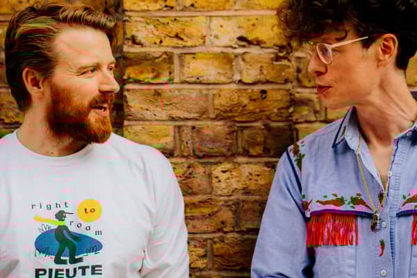 Actor Jack Lowden and author Michael Pedersen. Lowden has narrated the audiobook of Pedersen's debut novel Muckle Flugga.