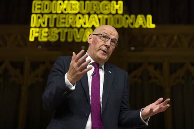 First Minister John Swinney giving a speech at the Edinburgh International Festival Hub about the importance of culture. Picture: Jane Barlow/PA Wire