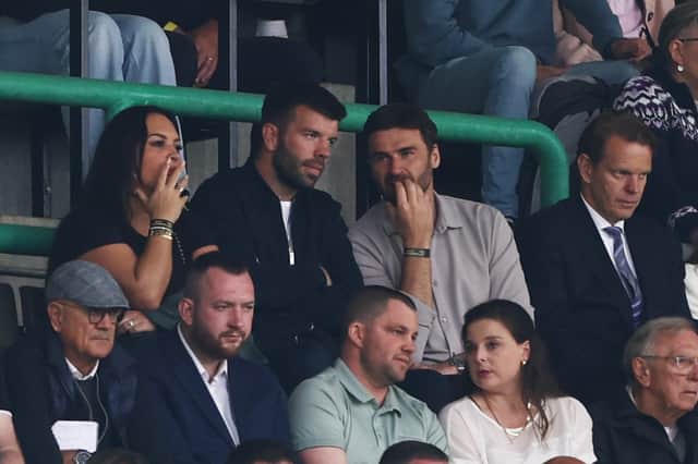Grant Hanley was at Easter Road with former Scotland team-mate David Marshall. Will the centre-half be a Hibs player soon?