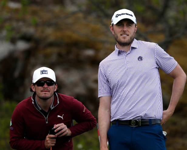 Chris Robb, pictured with  Ewen Ferguson during a practice round for the Dormy Open in Sweden in 2021, has been picked for next week’s Men’s Home Internationals after being reinstated as an amateur 