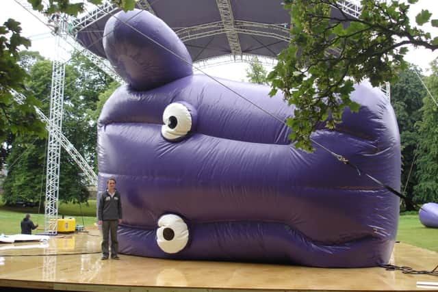 Underbelly's purple cow, pictured here shortly after its creation.