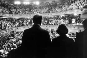 The audience stands for the national anthem in the Usher Hall as the first Edinburgh International Festival gets underway in 1947