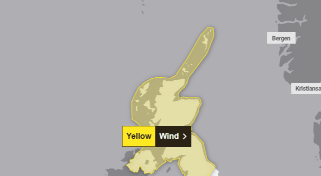A yellow weather warning has been issued for Storm Floris