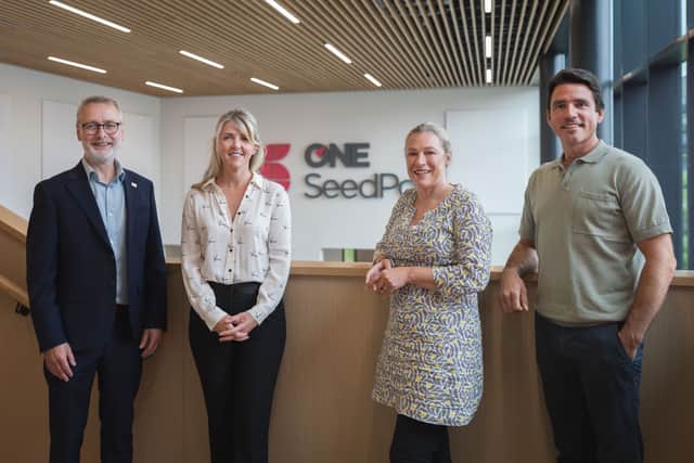 L-R Kevin Walls, Gillian Lane, Gillian Martin MSP, Joe Lane