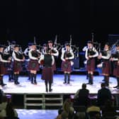 The Preston Lodge High pipe band in action.
