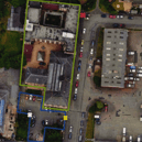 Hugh Kearins exited the care home via a fire door, marked by a red cross. His body was found in a nearby car park, marked by a white cross. Picture: HSE