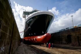 The Glen Rosa during an inspection at Dales Marine, Greenock. Picture: Jane Barlow/PA Wire 