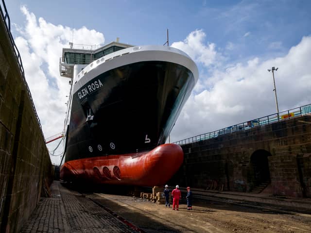 The Glen Rosa during an inspection at Dales Marine, Greenock. Picture: Jane Barlow/PA Wire 